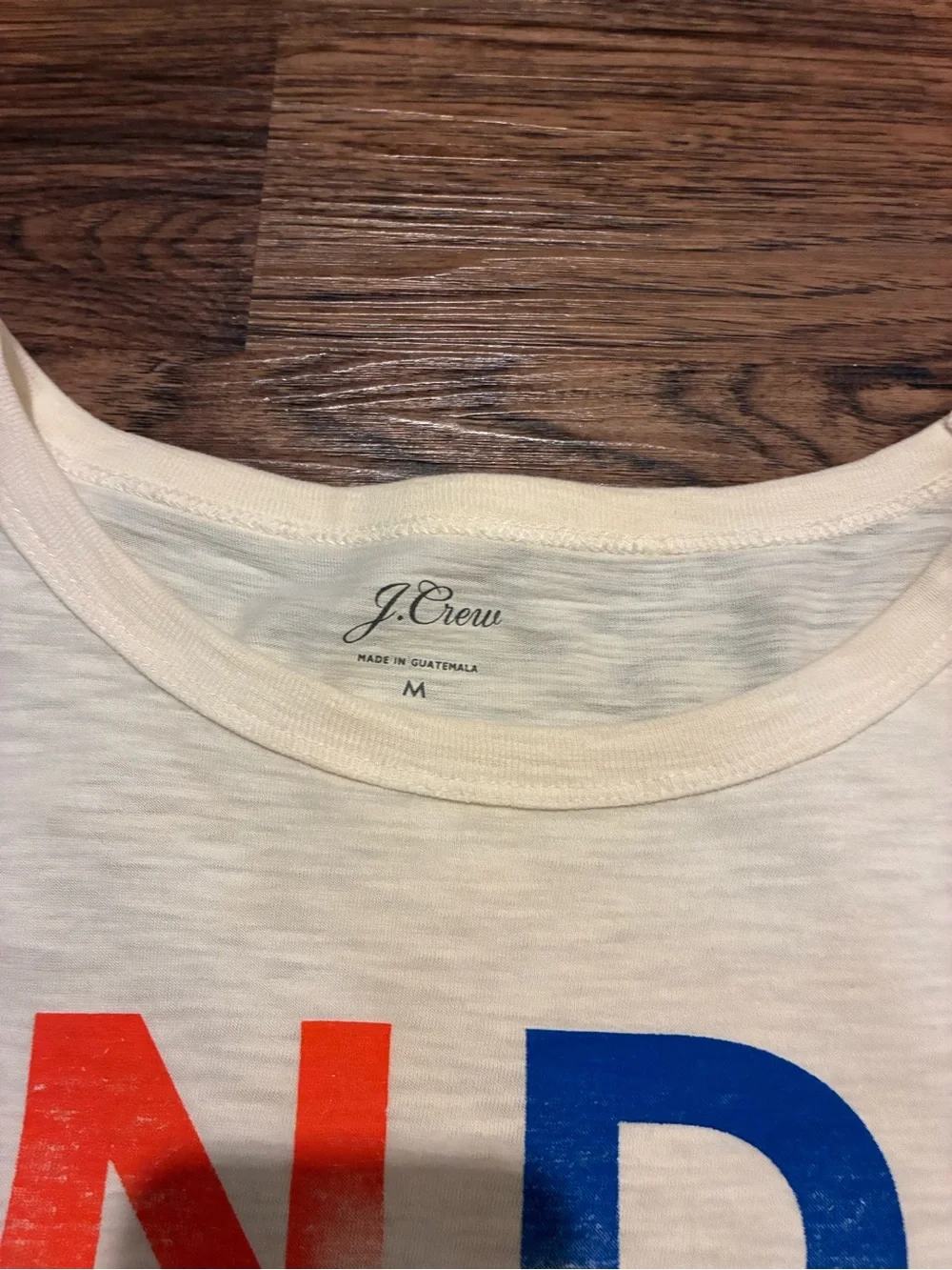 J. Crew Cream Graphic Tee with Blue & Orange 'INDEPENDENCE' Print